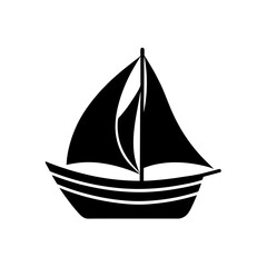 Silhouette of a sailboat on transparent background