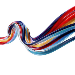 Dynamic abstract curved ribbon floating in space with vibrant colors and light effects