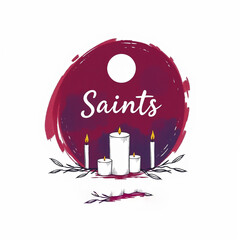 All Saints Day Template for Social Media - November 1st Celebration with Candles and Flowers