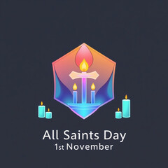 All Saints Day Template for Social Media - November 1st Celebration with Candles and Flowers