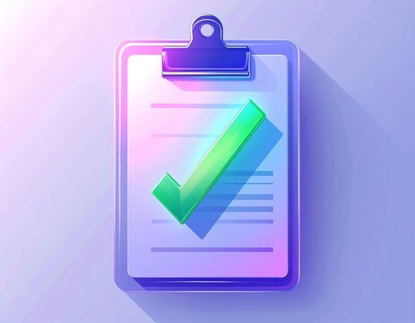 Clipboard with check mark.  Modern design
