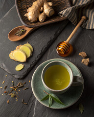 Green tea with ginger and honey