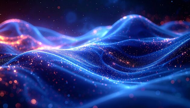 Abstract swirling, glowing particles