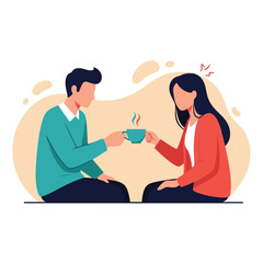 Fototapeta premium Couple sharing a cup of coffee on a date.
