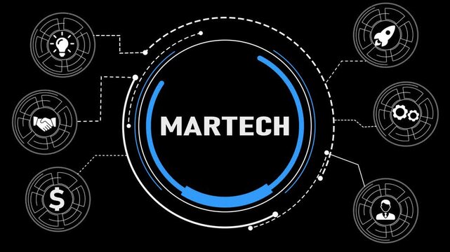 Martech marketing technology concept on virtual screen interface. Business, Technology, Internet and network concept.