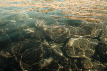 Abstract Reflections on Clear Water with Rocks Underneath