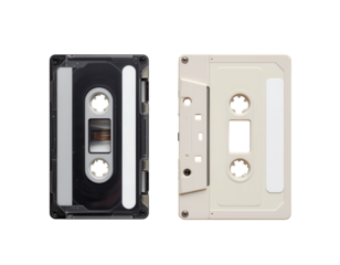 Vintage Audio Cassette Tapes in Black and White Colors
