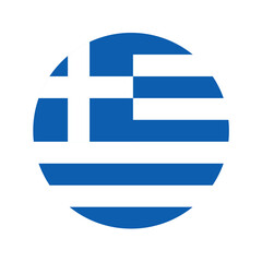Greek flag in the shape of circle. Greek flag vector flat illustration.   © Yas