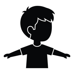 Stylized silhouette of a young boy with arms outstretched ready for fun silhouette