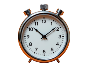 Classic Silver Stopwatch Displaying Time on Transparent background