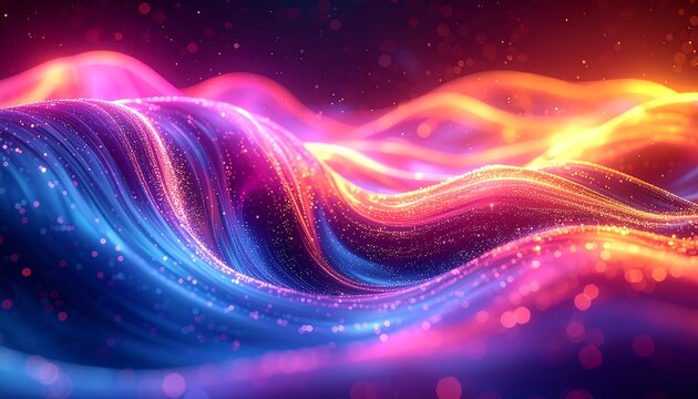 Abstract, vibrant waves of swirling, glowing colors