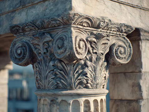 detail of greek ionic column capital