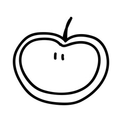 Black and white doodle apple illustration, hand drawn line art fruit sketch, simple outline isolated. Doodle vector illustration for wedding design, logo and greeting card.