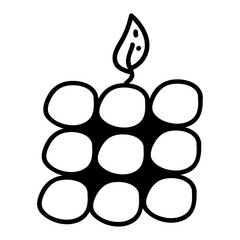 Hand Drawn Candle Line Art. Doodle vector illustration for wedding design, logo and greeting card.