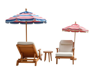 Beach Chairs and Umbrellas for Relaxation in Summer Setting