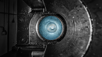 Spiral view inside a cannon barrel