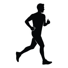Silhouette of a man running energetically capturing motion and fitness silhouette