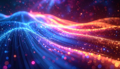 Abstract swirling waves of vibrant light