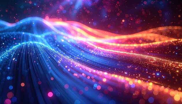 Abstract swirling waves of vibrant light - Powered by Adobe