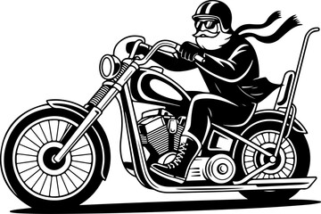 Fototapeta premium Classic Biker Riding Vintage Motorcycle Illustration