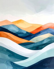 Abstract landscape of layered mountains