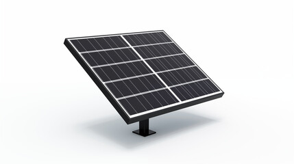 Isolated solar panel on a white background showing the structure and cells of the renewable energy source
