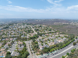Fototapeta premium Aerial view of big houses in Carlsbad, North County San Diego, South California, USA.