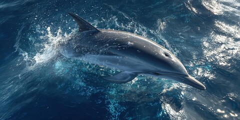 Spinner Dolphin Performing Mid-Air Twist in Open Ocean