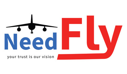 Need fly airline logo with airplane silhouette and bold text for travel services
