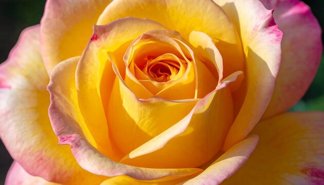 Close-up of a vibrant yellow and pink rose (2) - Powered by Adobe
