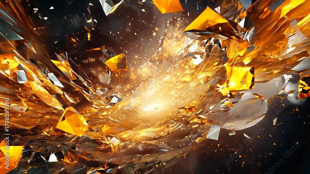 Poster abstract explosion in space with rocks and stones burst in flame, sci-fi and technology background