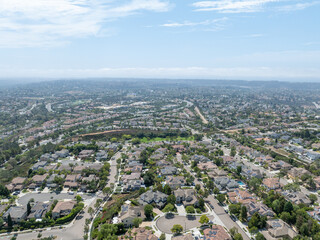 Aerial view of big houses in Carlsbad, North County San Diego, South California, USA.
