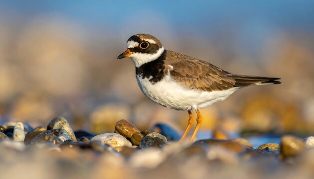 Close-up of a small wading bird on pebbles