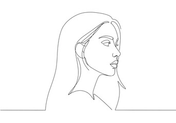Line art depiction of a womans face in profile