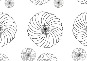 Spiraled floral pattern in black and white various sizes