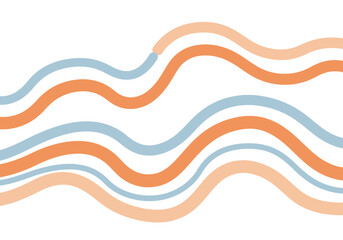 Wavy alternating lines of light blue peach  orange hues against a white background