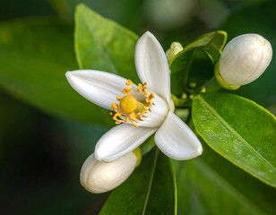 Close-up of a vibrant citrus blossom