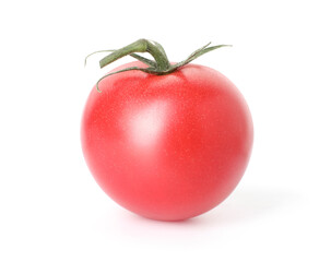 One ripe red tomato isolated on white