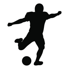 Silhouette of american football player kicking the ball during a game dynamic action shot silhouette