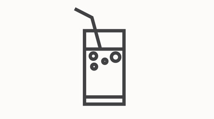 Drink Icon. Vector isolated illustration of a glass with liquid and a straw