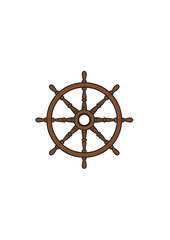 Ship steering isolated on white