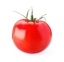 One ripe red tomato isolated on white