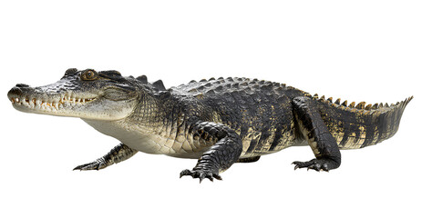 Naklejka premium crocodile, side view, full body, transparent background