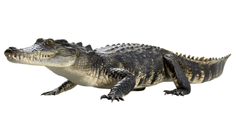 crocodile, side view, full body, transparent background