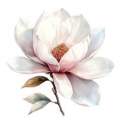 Elegant White Magnolia Watercolor Painting on Black Backdrop for Botanical Art and Floral Design Projects