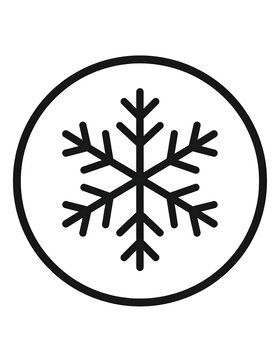 Simple black snowflake in circle