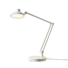 Modern matte white led desk lamp with adjustable arm and minimalist design