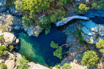 Waterfall and Rock Pool in Fonias Gorge, Samothraki