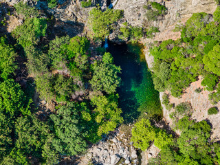 Waterfall and Rock Pool in Fonias Gorge, Samothraki