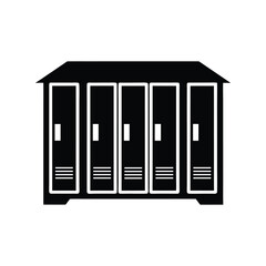 Row silhouette lockers vector art illustration